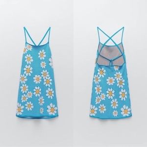 Zara Blue Sunflower Backless Dress